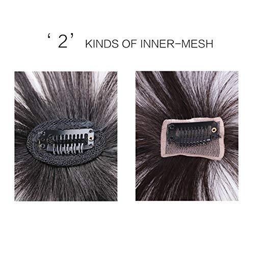 RemeeHi Human Hair Bangs with Top Piece Clip in Seamless Topper&Fringe Extension Hand Made Light Brown