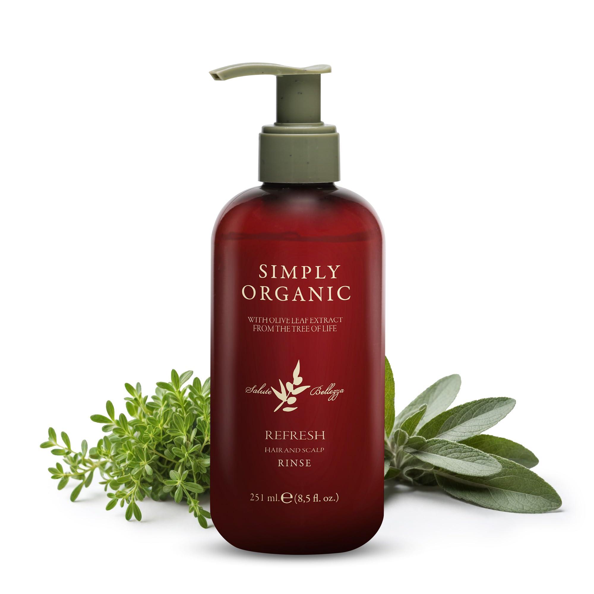 SIMPLY ORGANIC Hair Detox Clarifying Deep Conditioner Scalp Rinse, Made in Italy, All Natural Cruelty Free Hair Care for Women & Men, Rosemary, Sage & Olive Leaf Extract, PUMP NOT INCLUDED, 8.5 fl oz/251ml, REFRESH