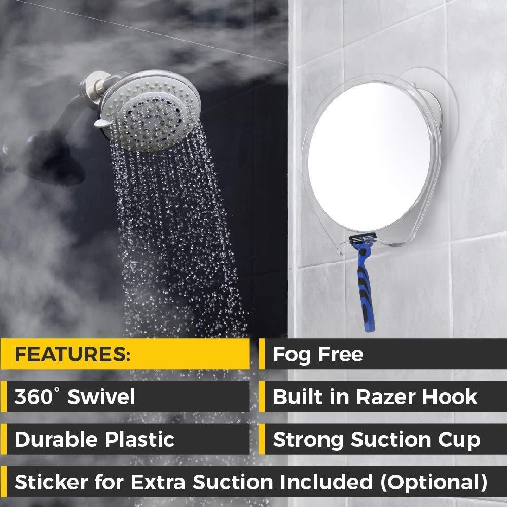 HoneyBull HoneyBull Shower Mirror Kit | Suction Cup & Hook Sticker (Large)