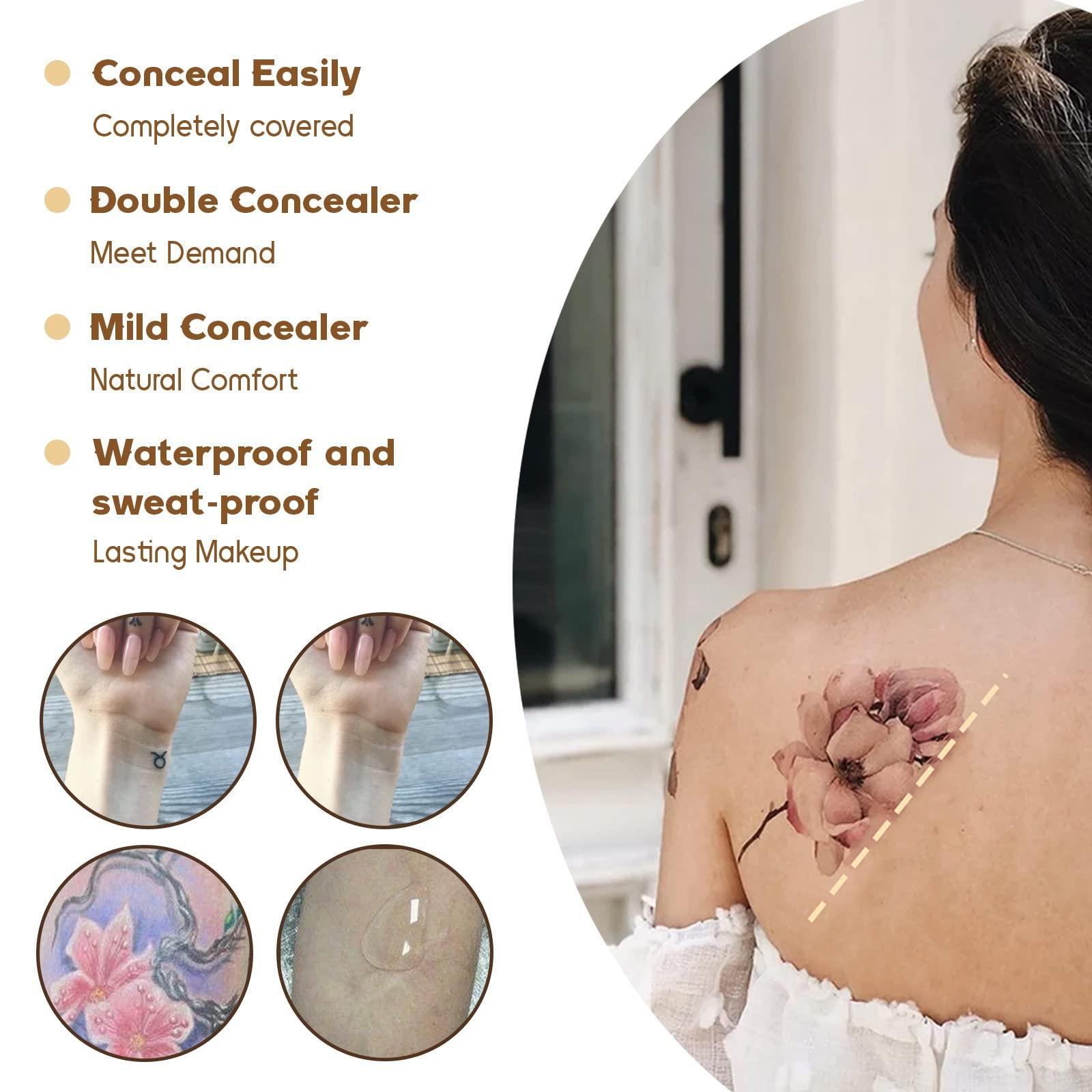 Nusitryco Tattoo Cover Up,Waterproof Invisible Concealer Body Leg Bruise Stretch Scar Dark Spots Vitiligo Skin Makeup Waterproof,Professional Long Lasting Tattoo Cover Up Suitable for Men and Women,2 Pcs Color