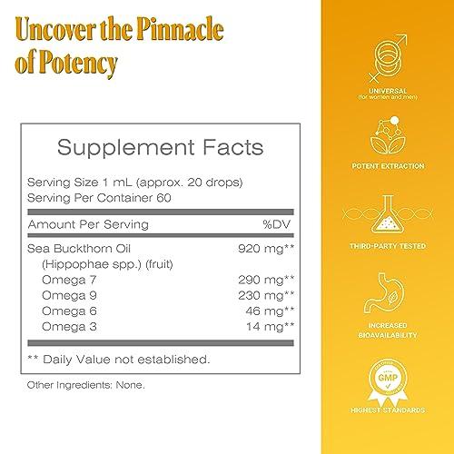 TODICAMP TODICAMP Sea Buckthorn Oil Organic - 2 fl oz Cold-Pressed Sea Buckthorn Berry Oil - Seabuckthorn Oil for Face and Organic Sea Buckthorn Oil Supplement