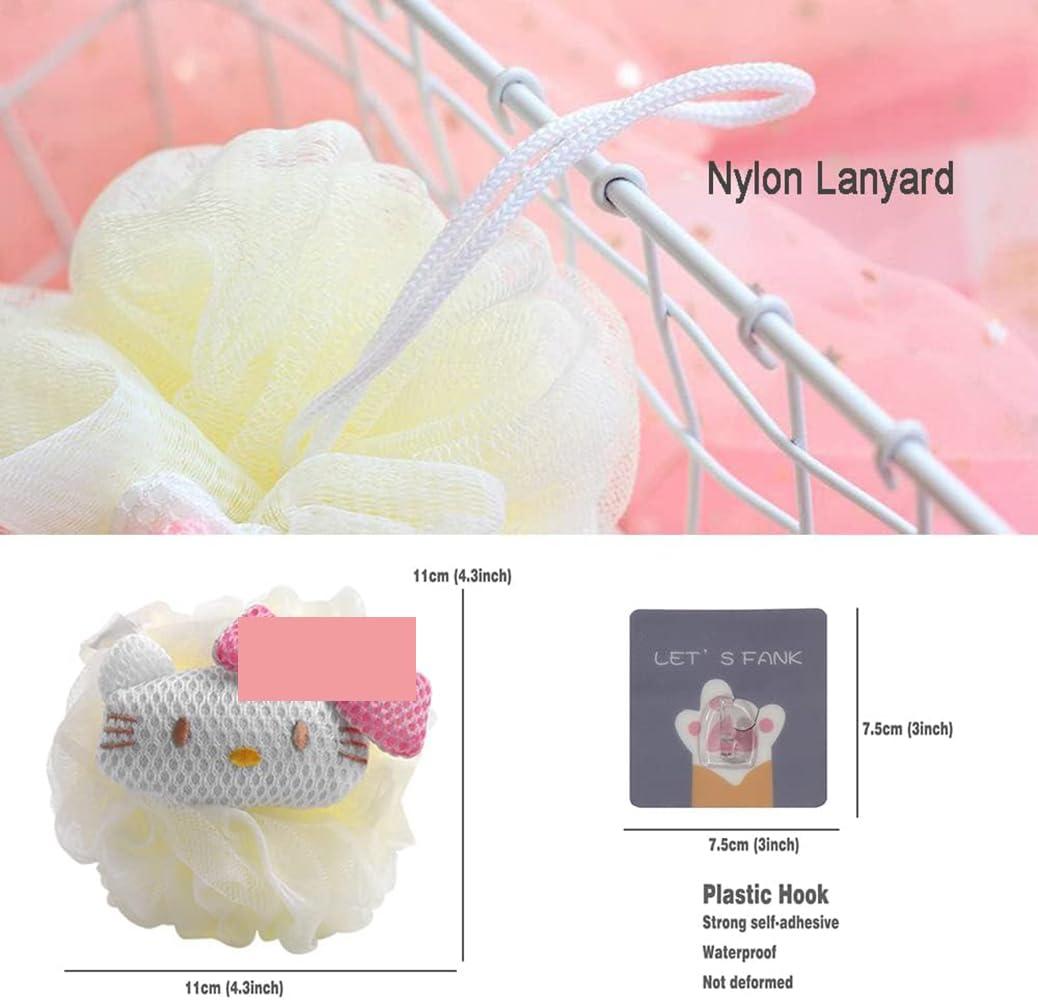 BLUE MONGQI 2 Pack Anime Bath Shower Loofah Sponges Pink Exfoliating Loofah Cute Body Loofah Sponge Womens Cute Shower Loofah Cute Cleaning Sponges Pop Anime Cat Rabbit Cartoon Cleaning Sponges with Hooks Kit