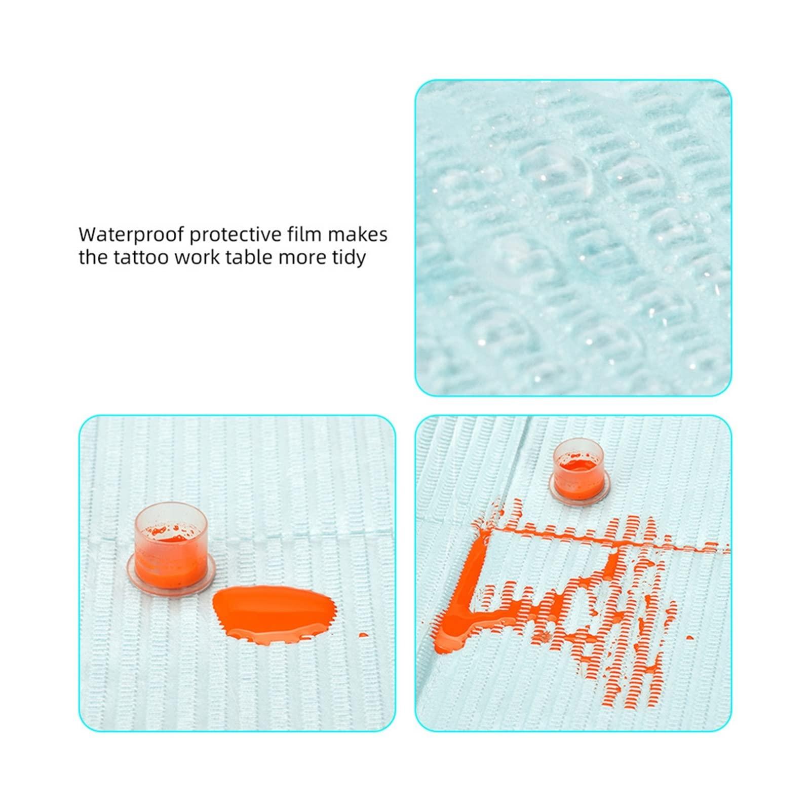 PJRYC 125 Pcs Disposable Tattoo Cover, Dental Paper, Dental Bibs, Waterproof Multi-Layer Scarf Bibs 13 * 18" (Color : 125pcs-Blue)