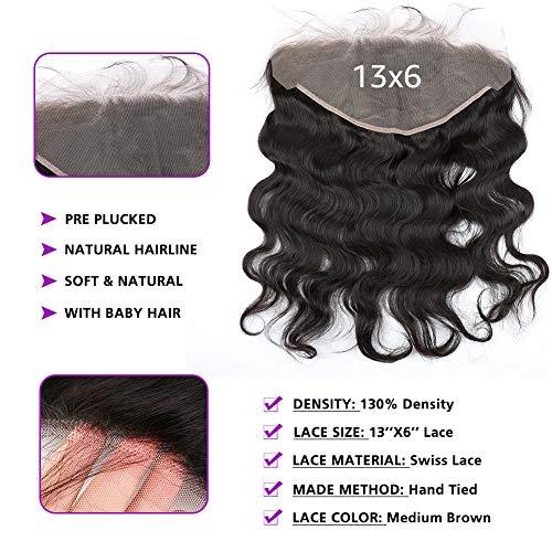 sent hair Sent Hair 13x6 Lace Frontal Closure Body Wave Human Hair Closure with Baby Hair Brazilian Virgin Hair Ear to Ear Frontal Natural Color 14 inch