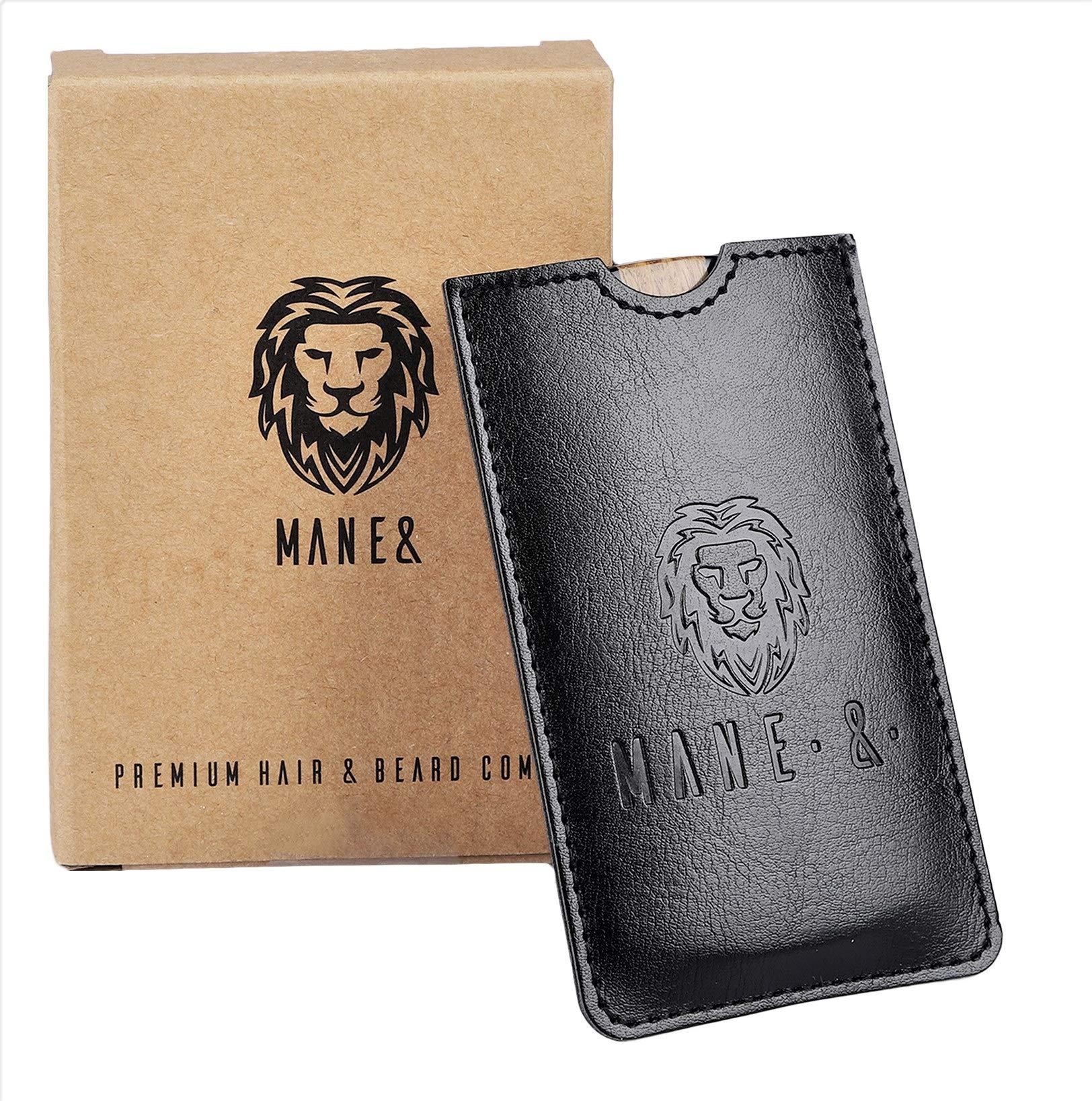 MAN & MANE Premium Natural Ox horn and Sandalwood Beard Comb Dual-Action | Double Sided Beard & Mustache Comb with Black Protective Case | Perfect Grooming Companion & Gift for Men  by Man & Mane