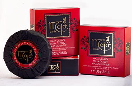 Maja Maja, Classic Soap Perfumed Soap Round and Luxurious Round Soap to Clean and Moisturize your skin Leaves Skin Beautifully Scented and Soft 3Pack of 3.5 Oz Bar Soaps, Rose, 3 Count, (Pack of 3)