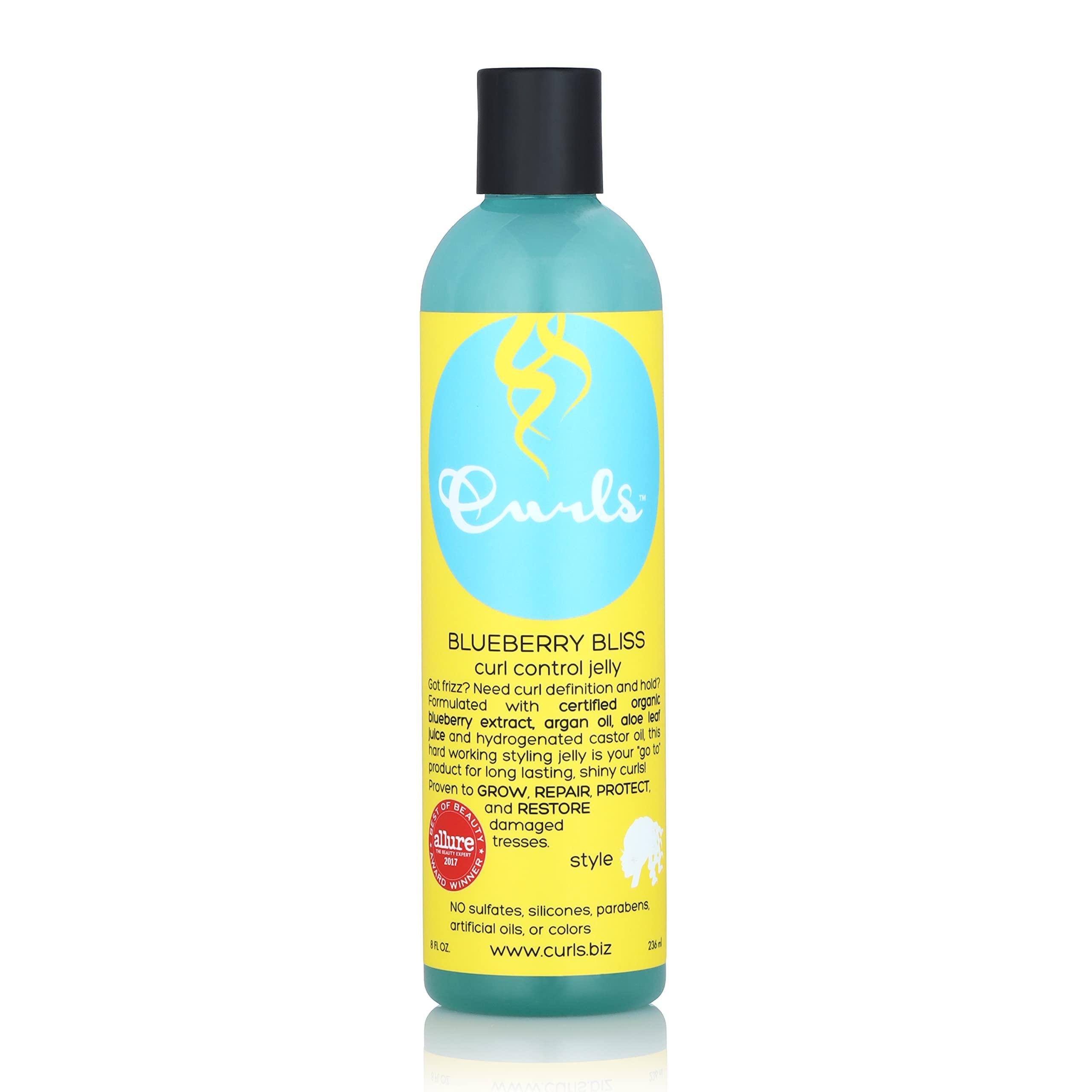 Curls Curls Blueberry Bliss Control Jelly - 8 oz, Define & Defrizz, Wash and Go\'s, Twist Outs & Braid Outs, for Wavy, Curly, and Coily Hair Types