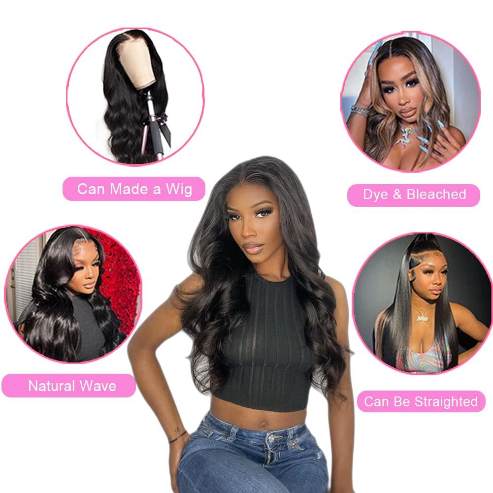 Beauty Queen Beauty Queen Body Wave Bundles Human Hair Short Hair 3 bundles (10 12 14 Inch) 10A Grade Brazilian Hair Bundles 100% Unprocessed Weave Bundles Human Hair Natural Black Hair Extensions For Women