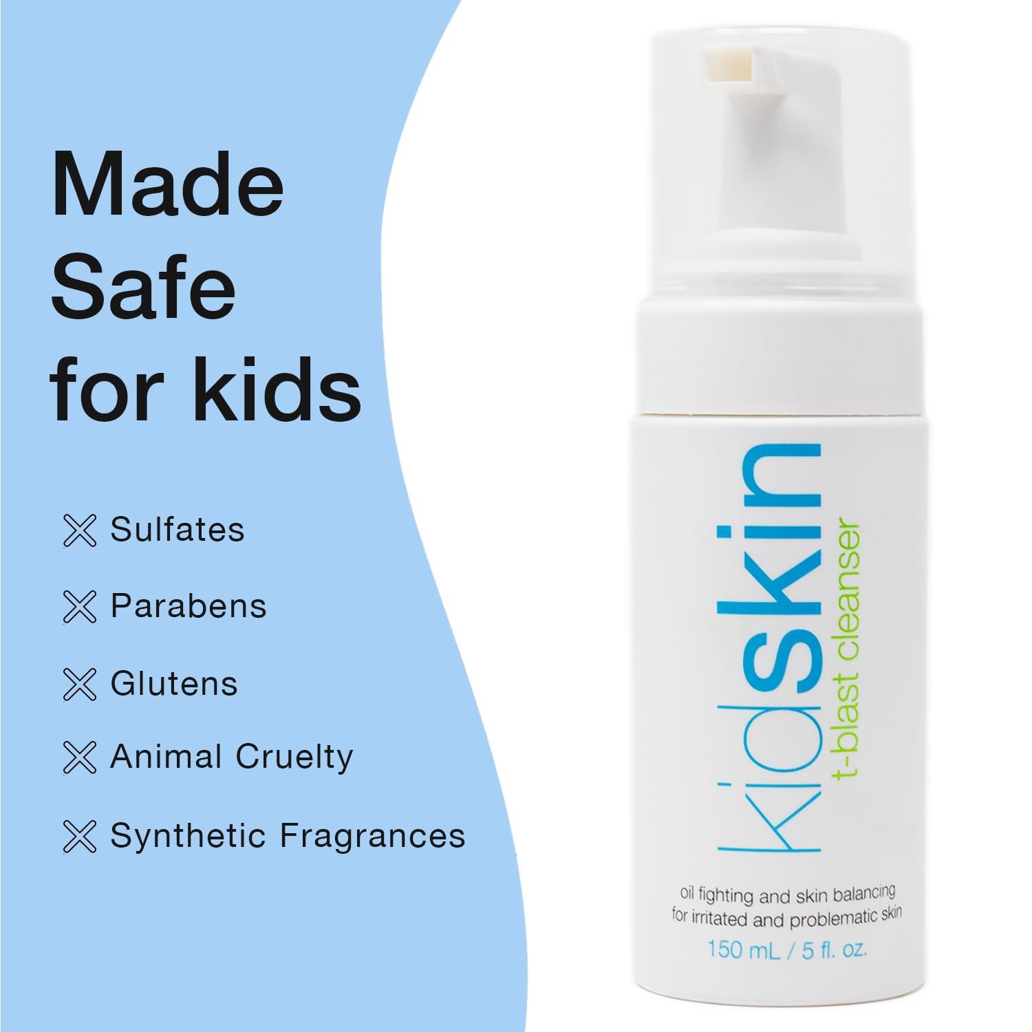 Kidskin Kidskin T-Blast Facial Cleanser, Gentle Face Wash with Tea Tree Oil, Spot Skin Care for Kids and Teens, Non-Drying Natural Cleanser for Oily or Dry, Acne-Prone Skin, 150 ml 5.0 fl oz.