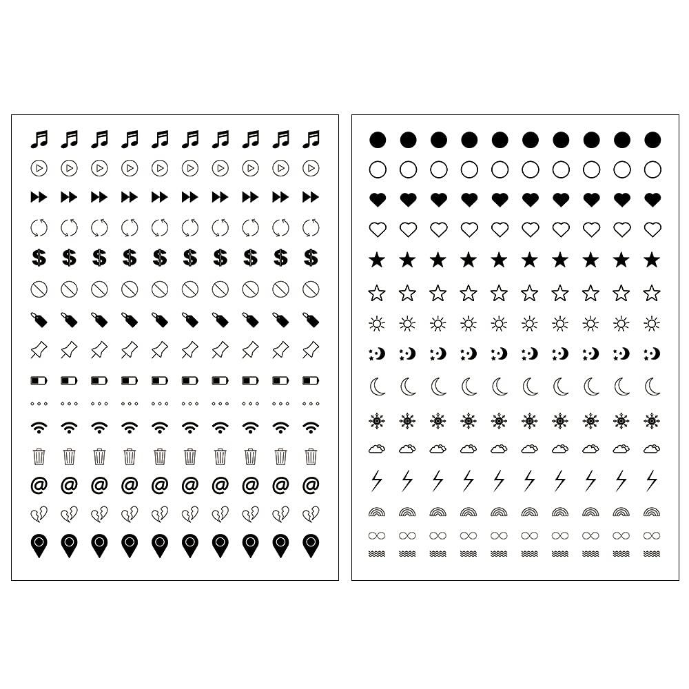 EVERJOY Everjoy Realistic Tiny Mini Fake Temporary Finger Tattoo Stickers - Simple, Small Black Icon Design Tattoos