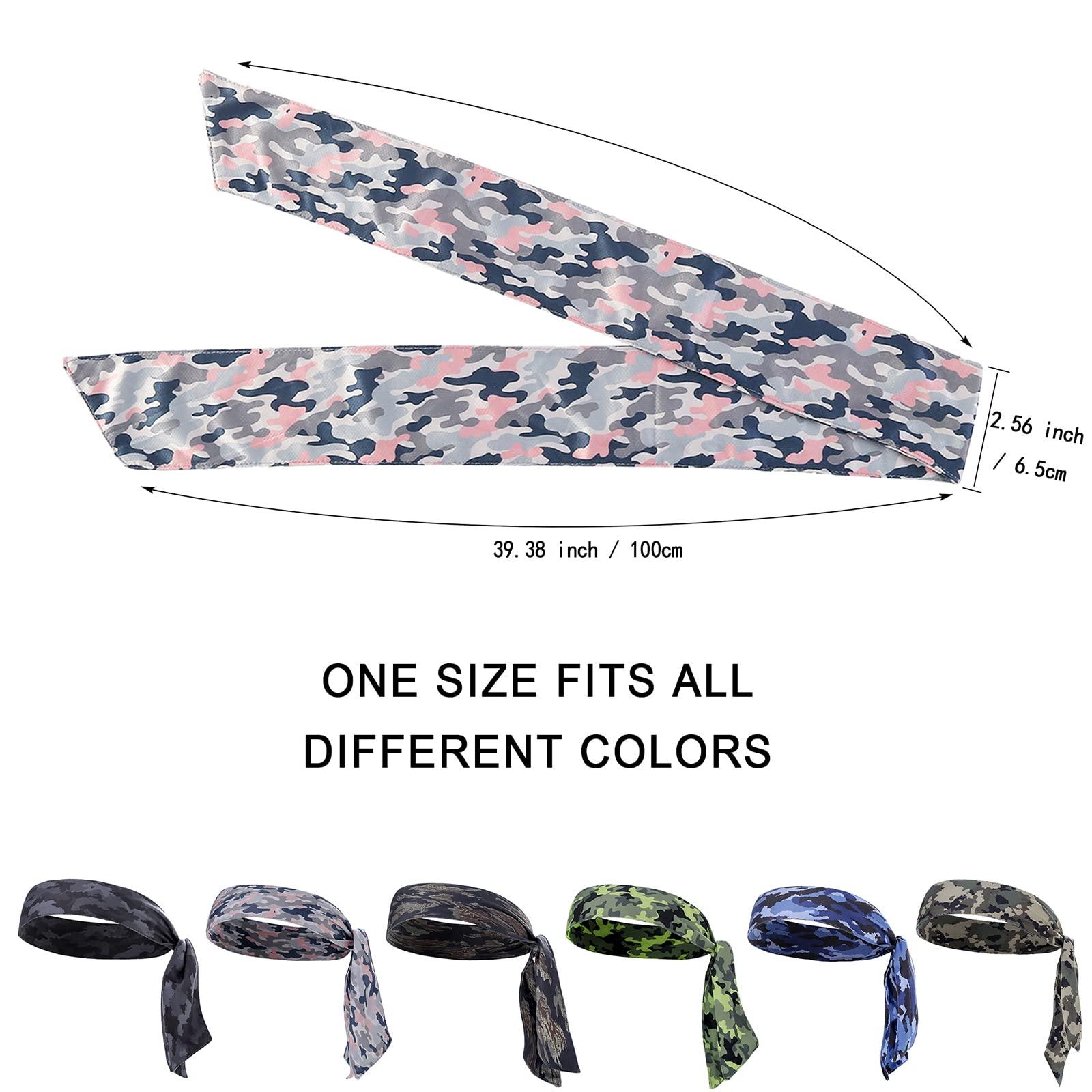 ONEYE ONEYE 6 Pieces Head Tie Headbands for Men Women Sport Tie Back Bandanas Camo Hair Band Athletic Sweatbands for Tennis Running Ninja Karate Basketball