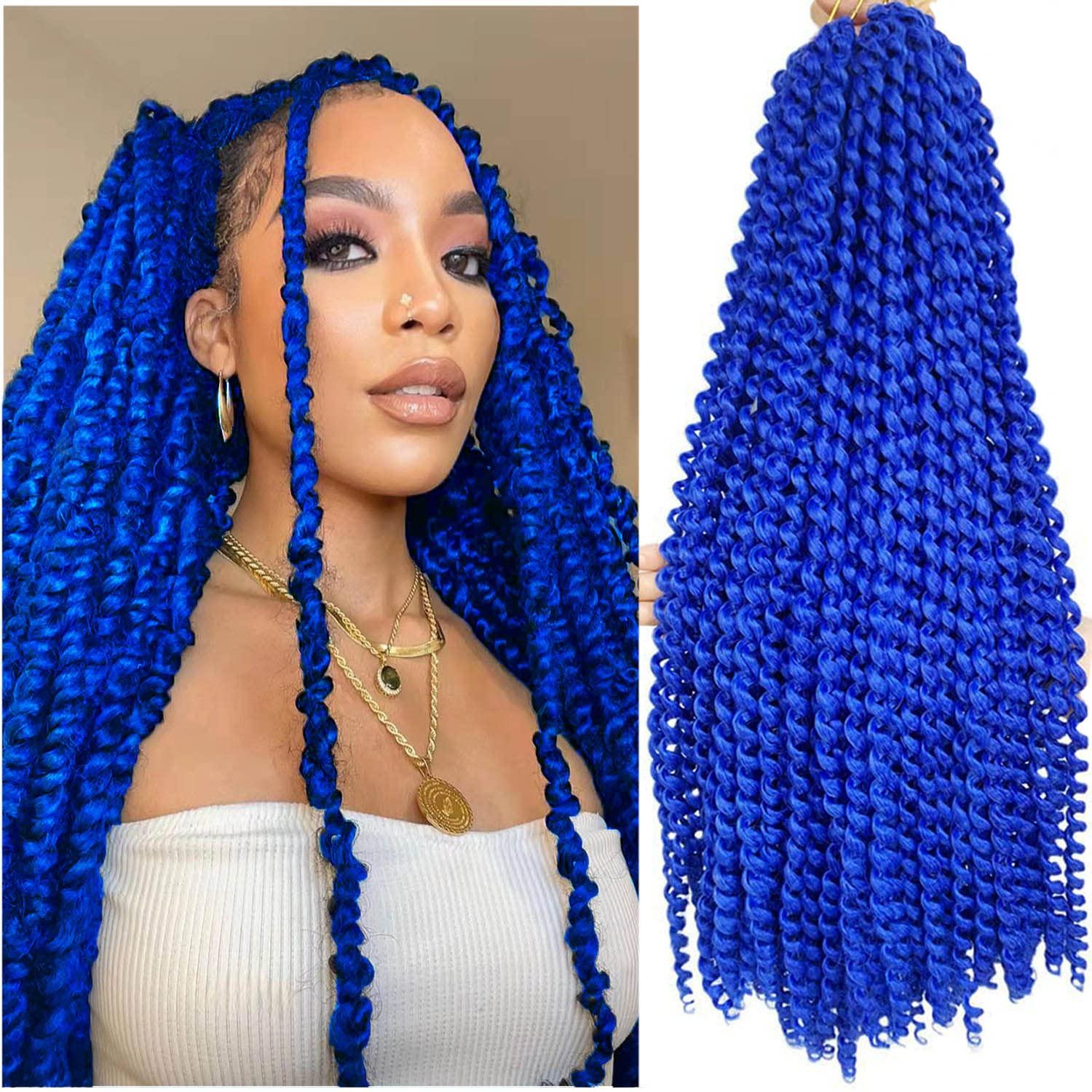 RENJOING Blue Passion Twist Hair 30 Inch 2Packs Blue Water Wave Crochet Hair for Passion Twists Long Bohemian Braiding Protective Style Hair Extensions (30 Inch, 2 Packs, Blue#)