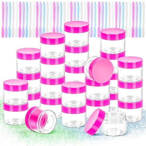 MotBach MotBach 35Pack 20g Small Plastic Cosmetic Containers with Lids, 0.7oz Plastic Makeup Containers Jars with Spatulas, 20ml Sample Jars Travel Size Containers for Toiletries Lip Balm Lotion Slime Cream