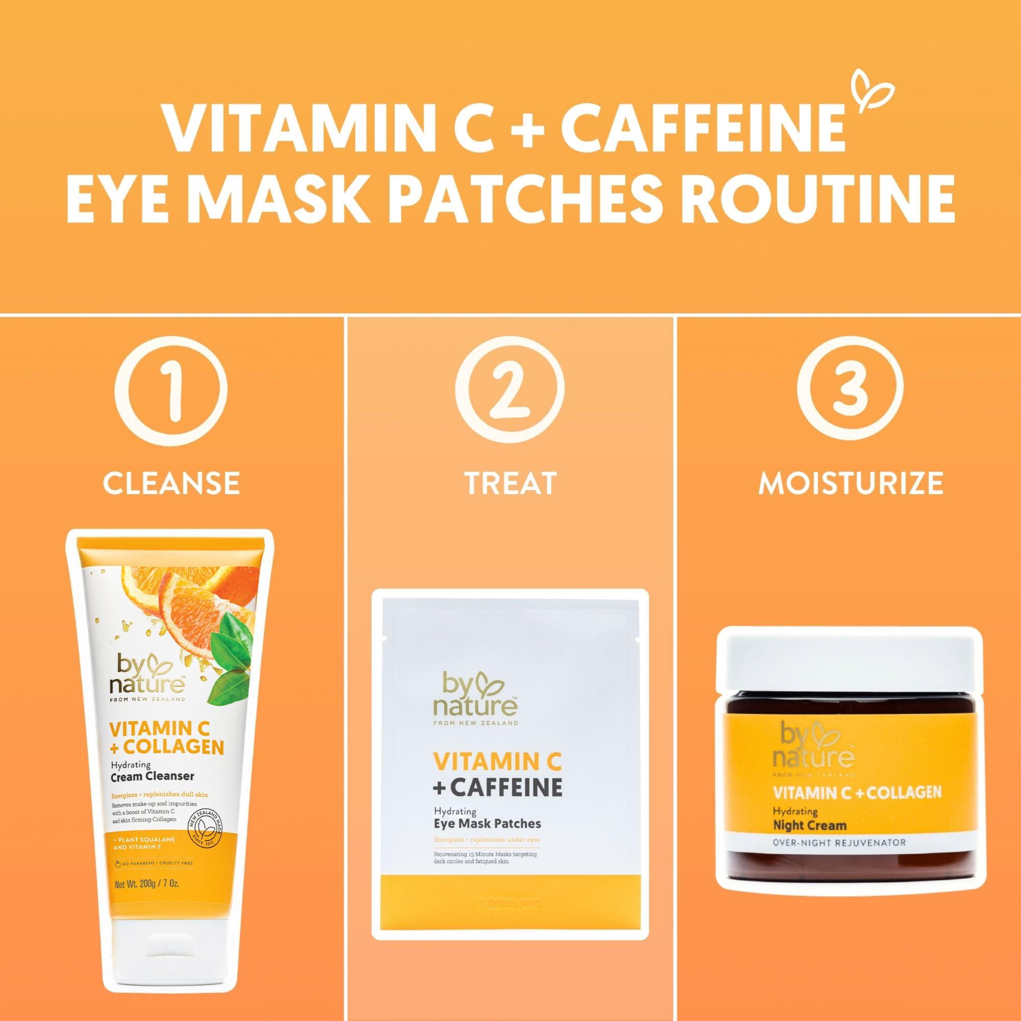 By Nature By Nature Vitamin C + Caffeine Brightening + Hydrating Under Eye Mask Patches - Energizing + Replenishing Eye Patches for Dark Circles - Skincare from New Zealand - Under Eye Patches - 5 Pairs