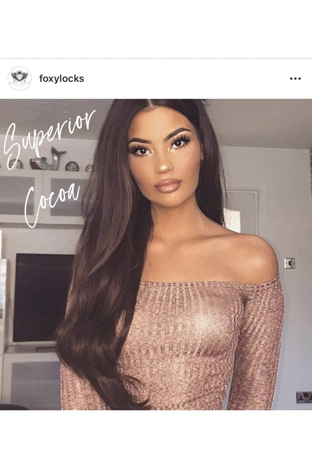 Foxy Locks Cocoa – Superior 22" Silk Seamless Clip In Human Hair Extensions 230g