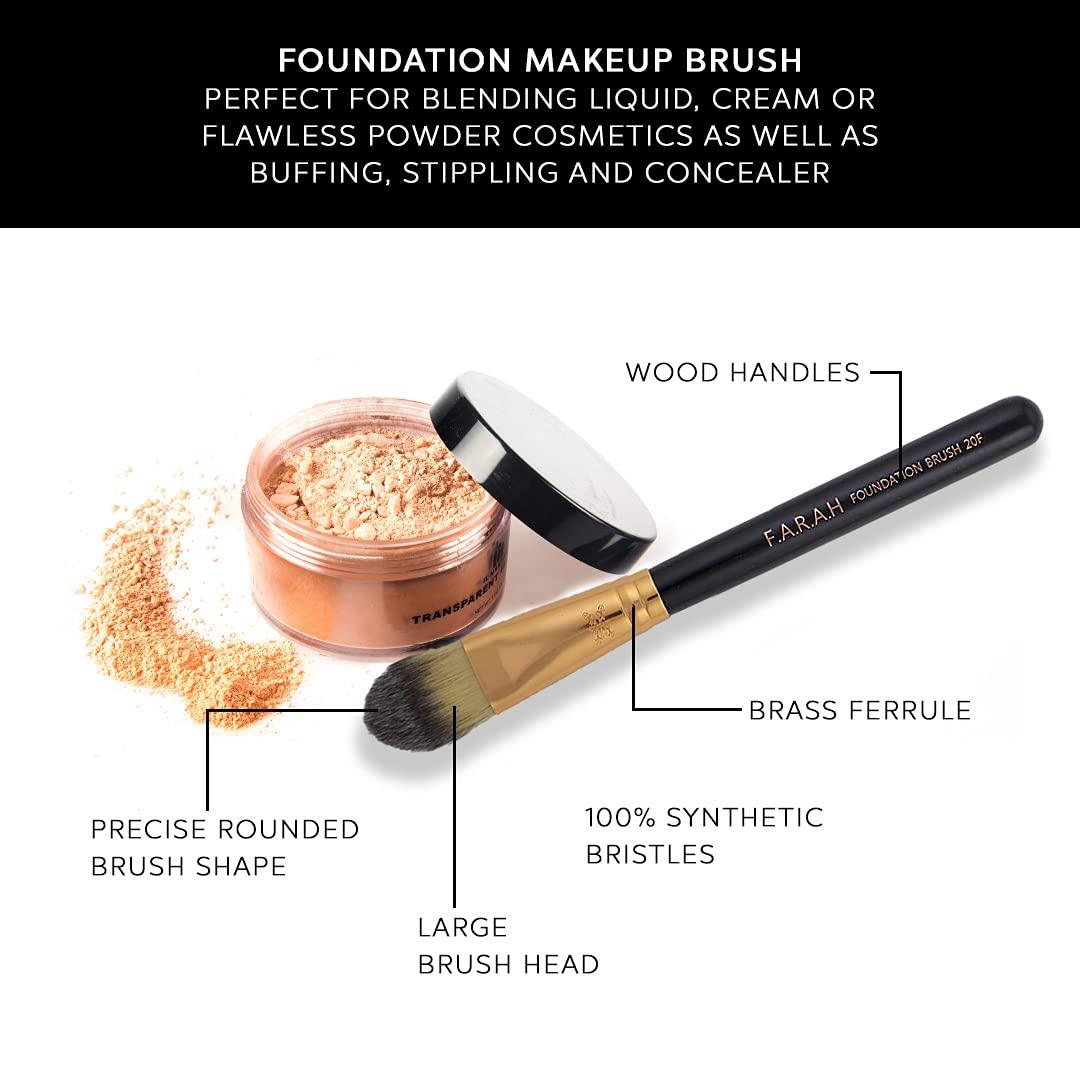 F.A.R.A.H F.A.R.A.H Brushes Foundation Makeup Brush 20F for Face - Perfect For Blending Liquid, Cream, or Flawless Powder Cosmetics - Buffing, Stippling, Concealer - Premium Quality