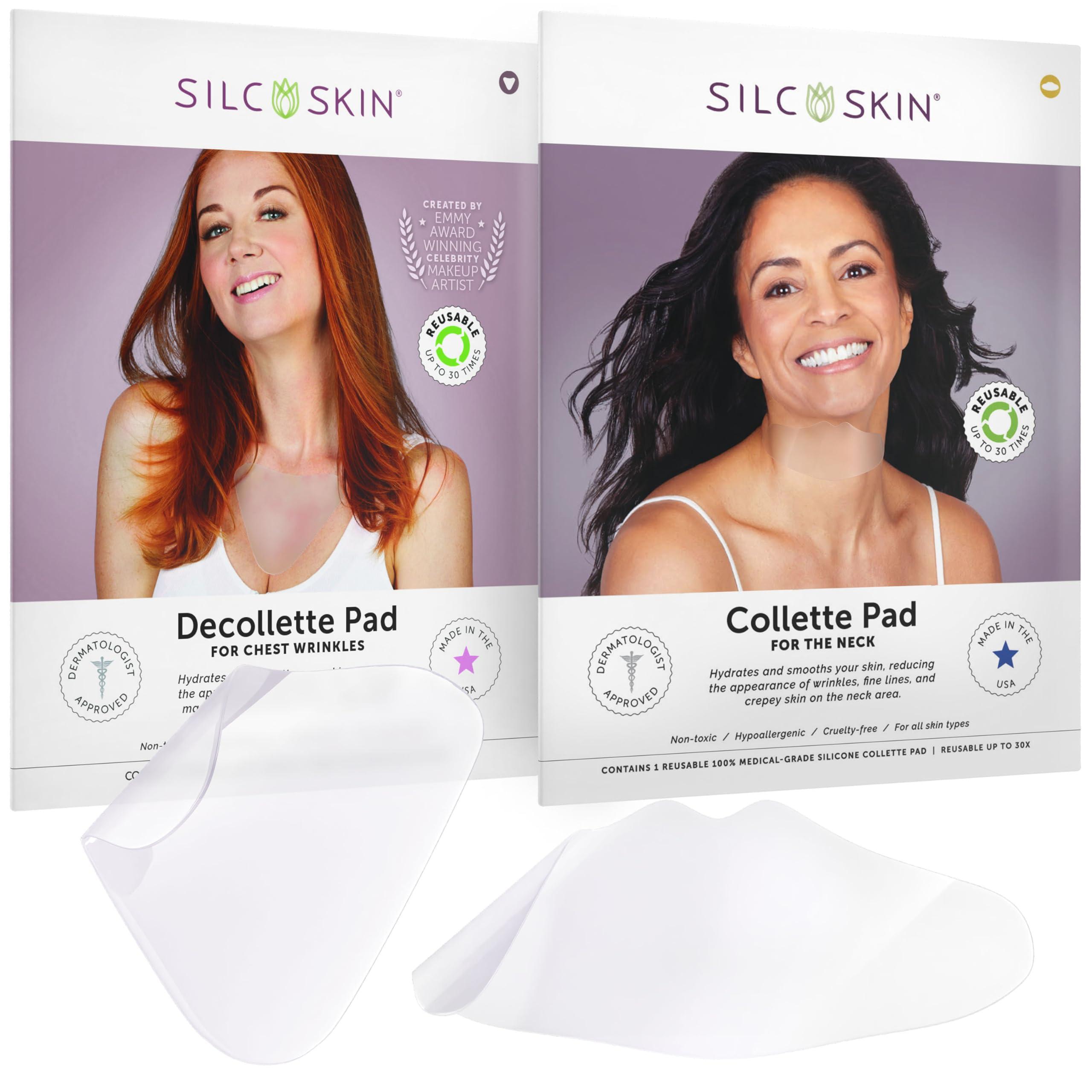 Silc Skin Silc Skin Complete Chest & Neck Care Set - Decollette Pad and Collette Pad - Reusable Medical-grade Neck and Chest Wrinkle Patches - 30 Day Supply