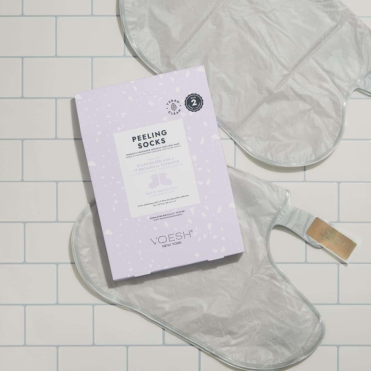 Voesh New York VOESH Peeling Socks Duo, Foot Peeling Mask, Intensive Foot Peel, Callus Remover, Exfoliating Foot Mask, Foot Mask Socks, Foot Peel for Dry Feet, Vegan