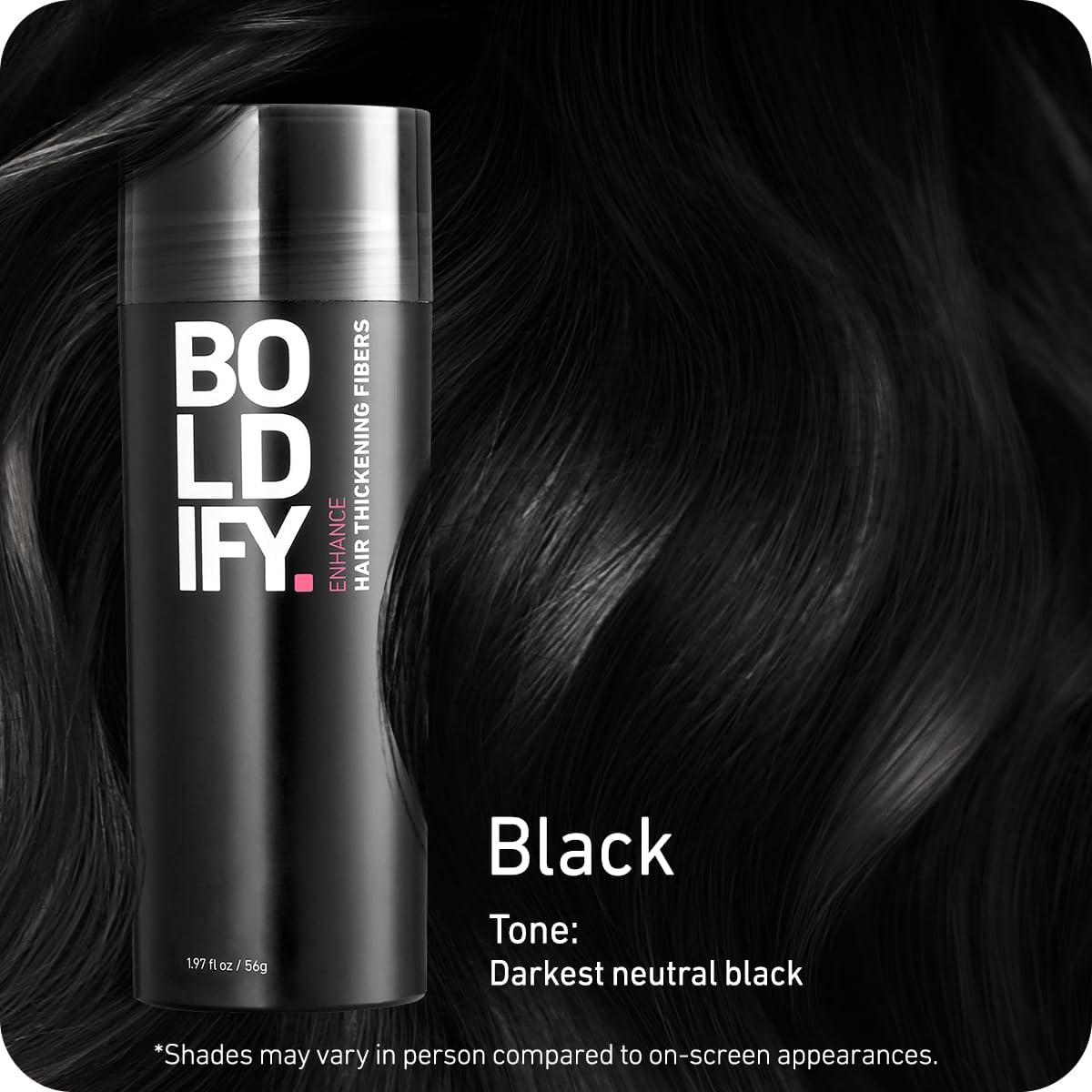 Boldify BOLDIFY Hair Fibers (56g) - Fill In Thinning and Fine Hair for an Instantly Fuller, Thicker Look - 14 Shades for Women & Men - Black