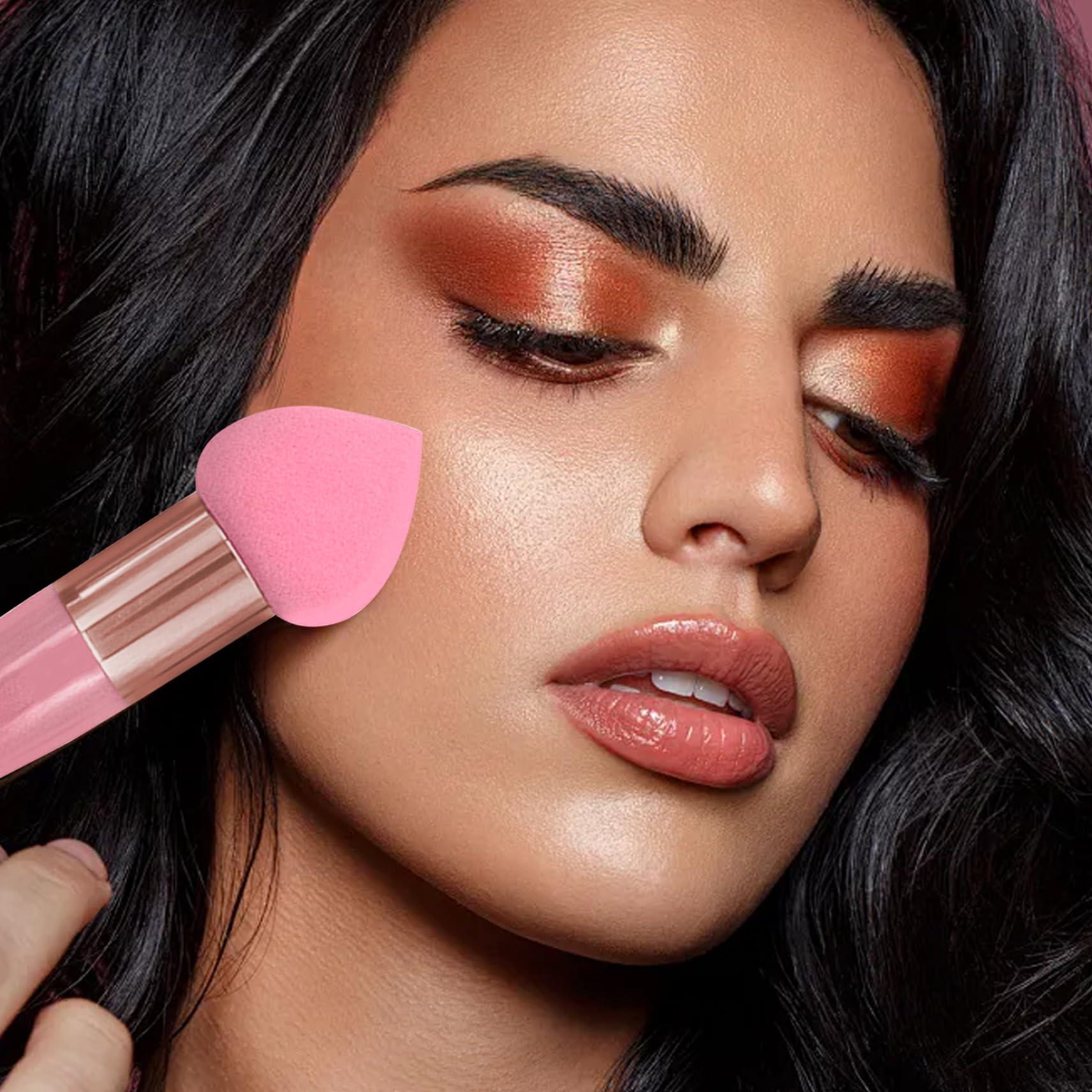 Pesoncarl Foundation Sponge,3PCS Foundation Applicator, 3 Styles Wet Dry Large Makeup Sponge with Handle, Soft Elastic Blending Sponge for Makeup