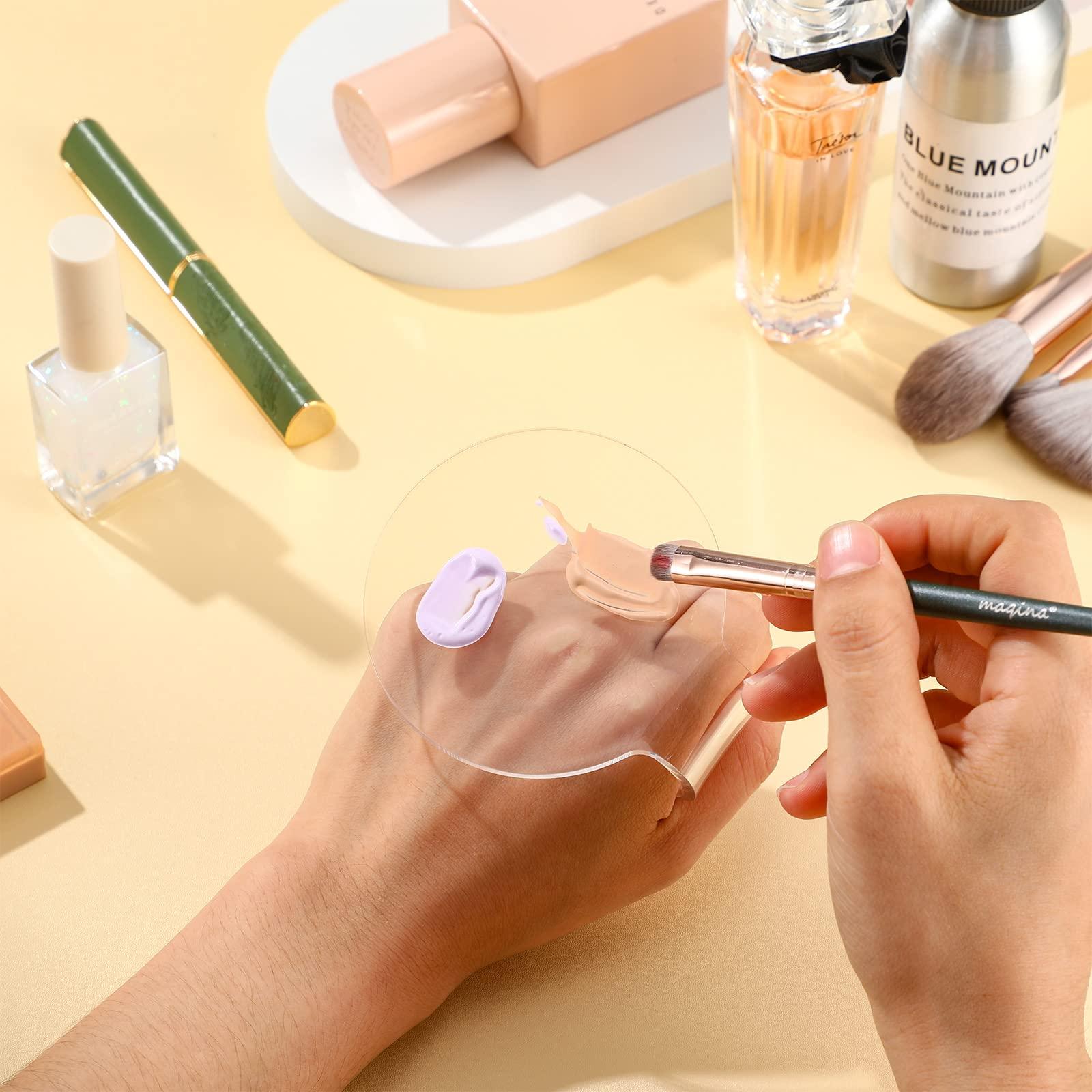 Chinco 2 Pieces Makeup Mixing Palette Handheld Makeup Mixing Tray Acrylic Foundation Clear Palette Eyeshadow Hand Cosmetic Foundation Dish for Blending