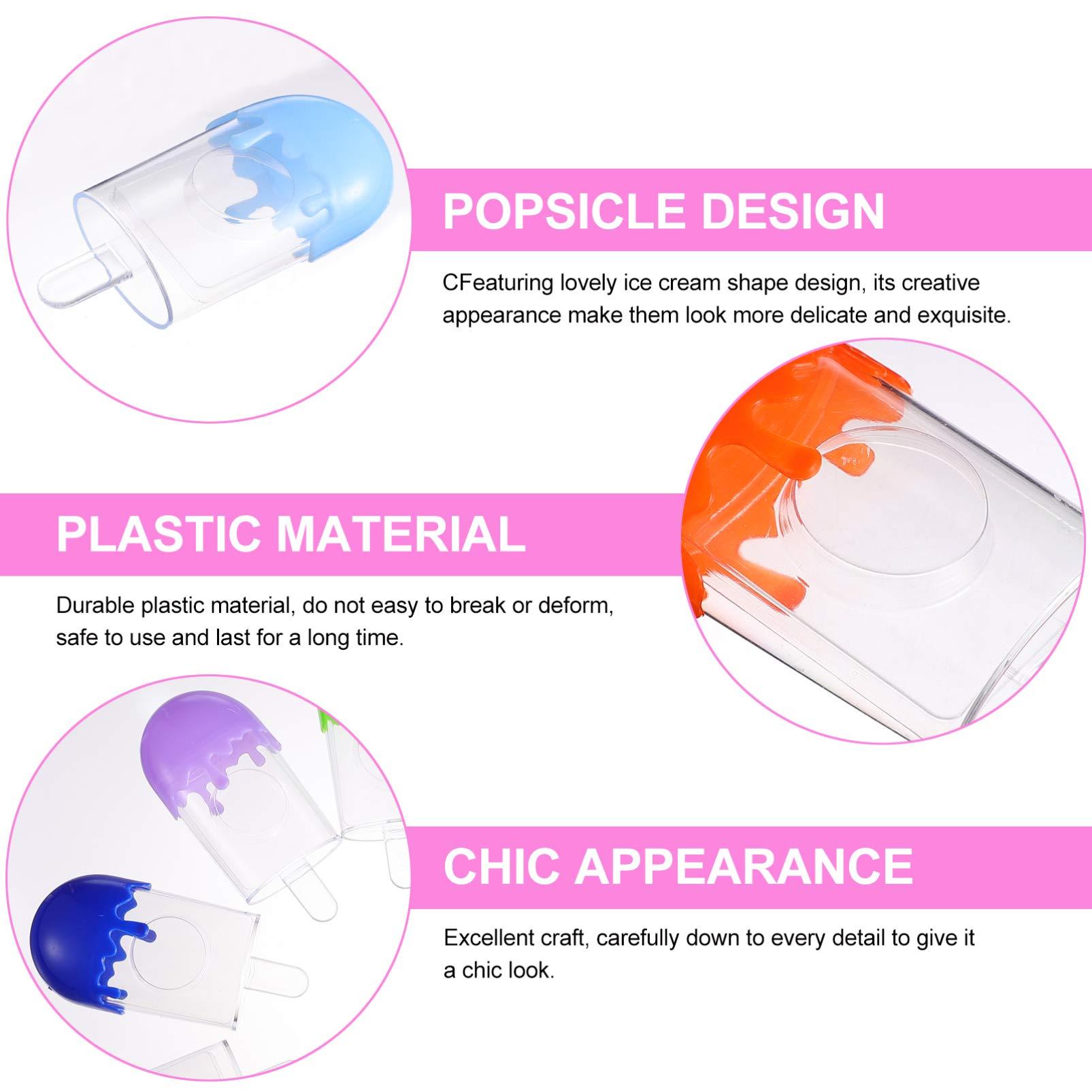 Lurrose Clear Container Eyelash Storage Boxes, 10Pcs Lovely Ice Cream Shaped Empty False Lashes Packaging Case Fake Eyelash Container Storage Case with Clear Tray for Women Girls Travel Container