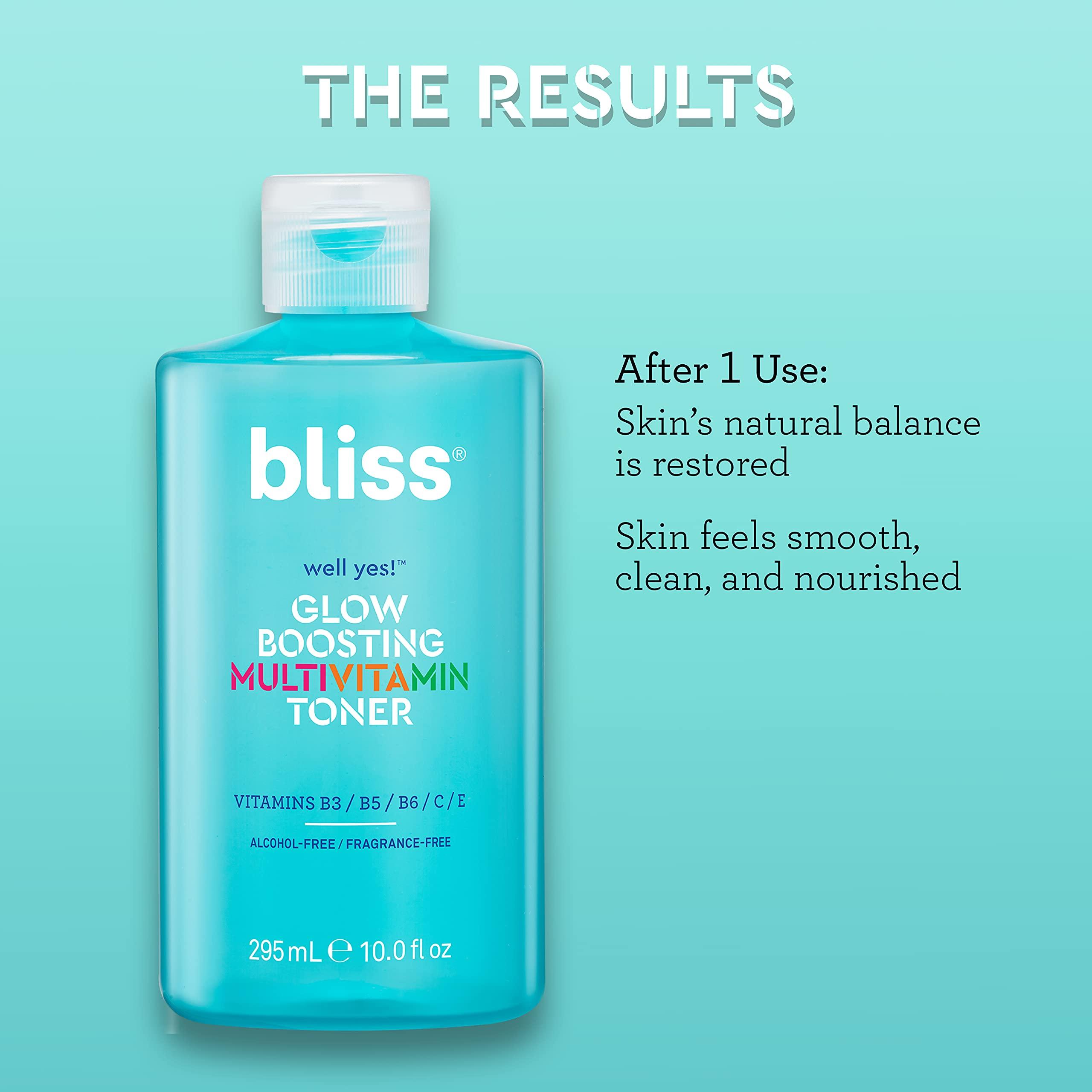 Bliss Bliss Brightening & Hydrating Skincare Bundle - Vitamin C Serum with Tri-Peptide Collagen & Hydrating Toner with Vitamin B3, B5, B6, C & E - Anti-Aging, Dark Spot Reduction, Skin Elasticity Boost, Bal