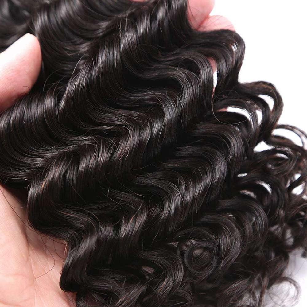 NROOEAY NROOEAY Deep Wave Bundles Human Hair Bundle 20 Inch 100% Unprocessed Brazilian Virgin Curly Human Hair Bundles Loose Deep Wave Bundles Human Hair Weave Bundles