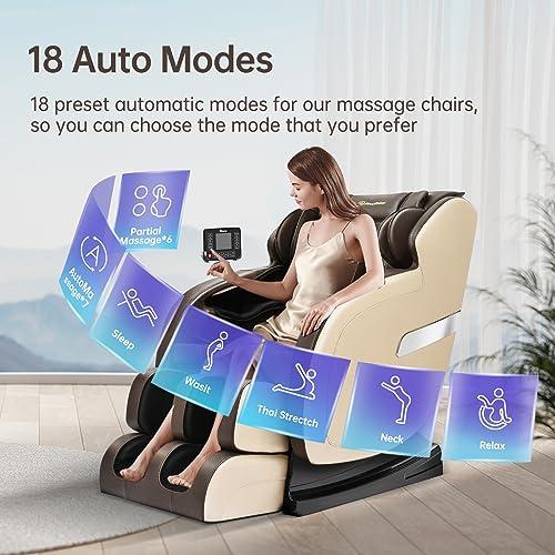 Real Relax Real Relax Massage Chair, SL Track Full Body Zero Gravity Massage Chair Recliner with App Control, Favor 05 (Brown)
