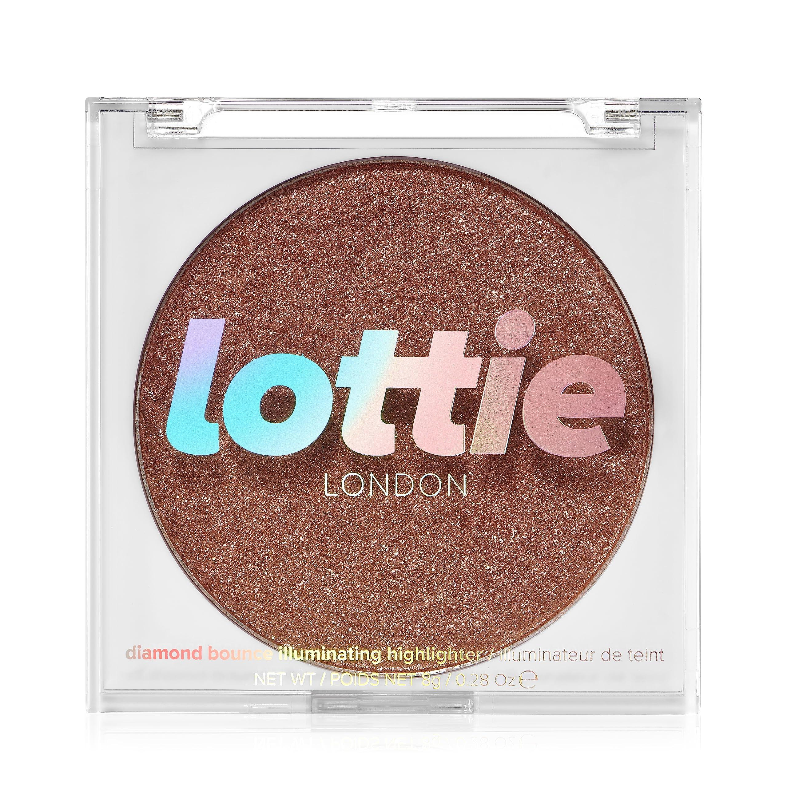 Lottie London Lottie london Diamond Bounce Highlighter in Rose Gold, Ultra-fine Gel-powder Highlighter with Rose Gold Shimmer for an Icy Iridescent Highlight