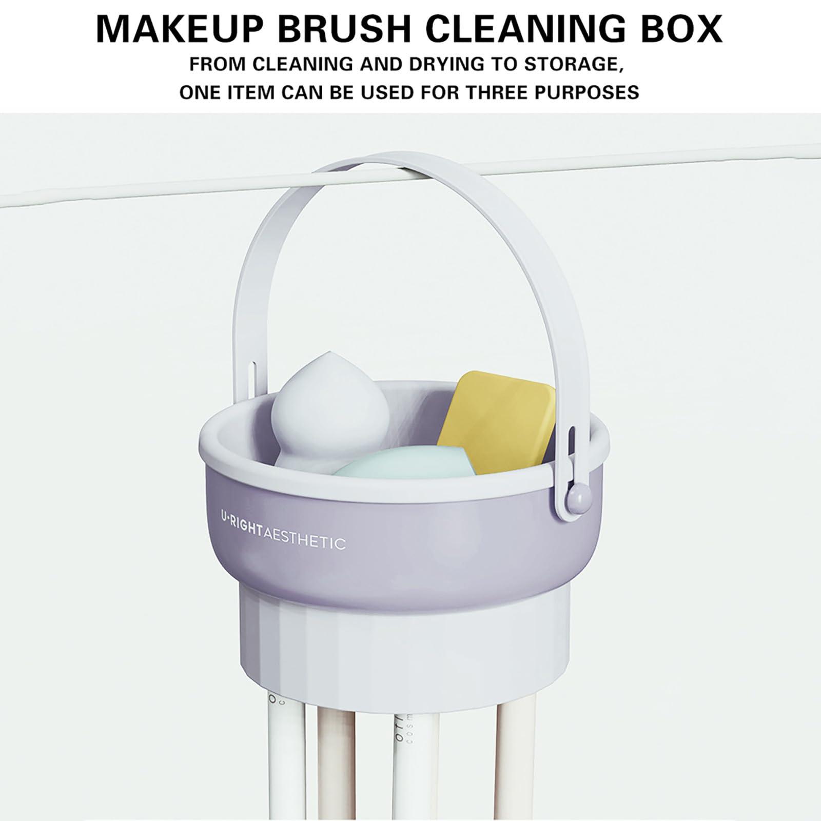 Generic Makeup Brush Cleaner Mat Bowl,3 In 1 Silicone Makeup Brush Cleaning Pad Cosmetic Brushes Portable Cleaning Tool,Detachable Multi-Function,For Brushes,Powder Puffs,Sponges Storage And Air Dry (Purple)