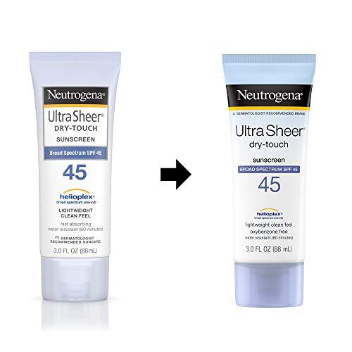 Neutrogena Neutrogena Ultra Sheer Dry-Touch Sunscreen Lotion, Broad Spectrum SPF 45 UVA/UVB Protection, Light, Water Resistant, Non-Comedogenic; Non-Greasy, Travel Size, 3 fl. oz