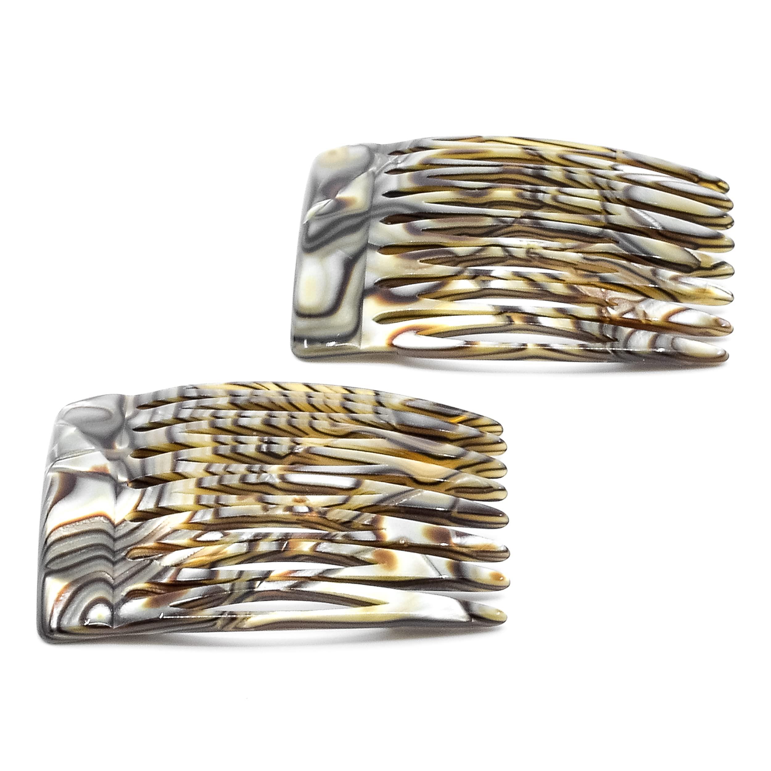 Camila Camila Paris Onyx and Tokyo French Hair Side Comb 4 Piece Handmade Small, French Twist Decorative Hair Combs, Strong Hold Hair Comb Clips for Women, Styling Girls Hair Accessories, Made in France