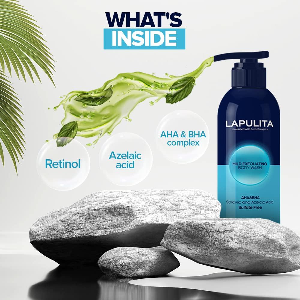 LAPULITA LAPULITA Body Acne Removing Shower Gel, Acne Pimple Treatment, All-Natural Acne treatment gel, Mild Exfoliating Body Wash, 150 mL - 5.07 Oz