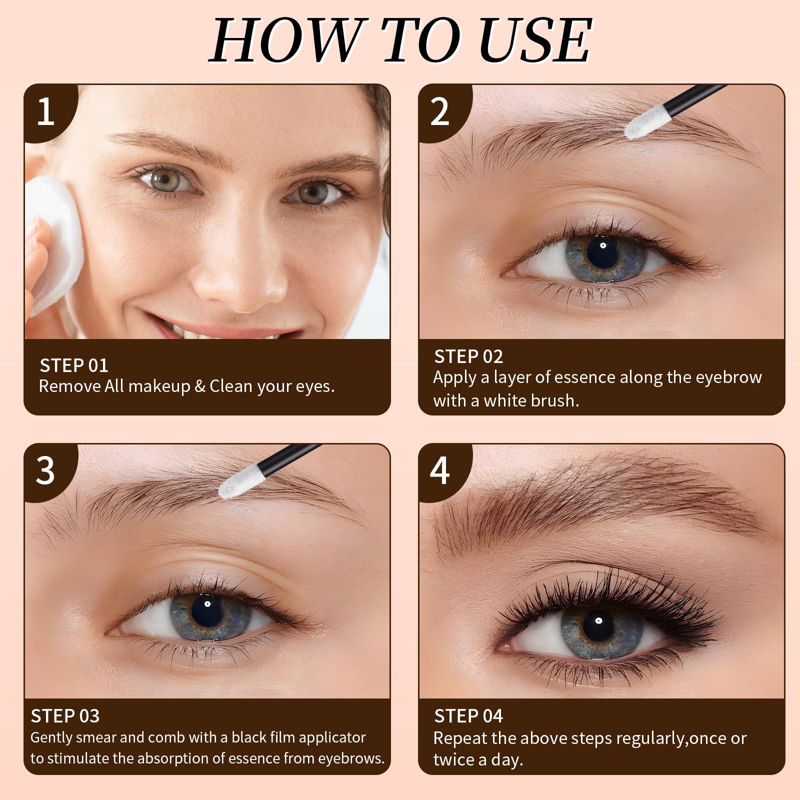 W3W Eyebrow Growth Serum,Natural Eyebrow Serum Enhancer For Fuller and Thick Longer Brows in 4 Weeks,4ML Eyebrow Serum To Grow Brows,Lash and Brow Serum Plant Extracts(Gold)