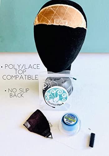 Thin Hair Thick Thin Hair Thick Wig Grip, Topper Grip, Wig band for keeping wigs in place, Velvet Wig Grip, Wig band grip, Hair pieces and wiglets, Bonus stay-put tab included. Patent-pending Wig Top Grip.