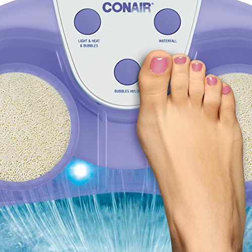 Conair Conair Waterfall Pedicure Foot Spa Bath with Blue LED Lights, Massaging Bubbles and Massage Rollers, Purple/White