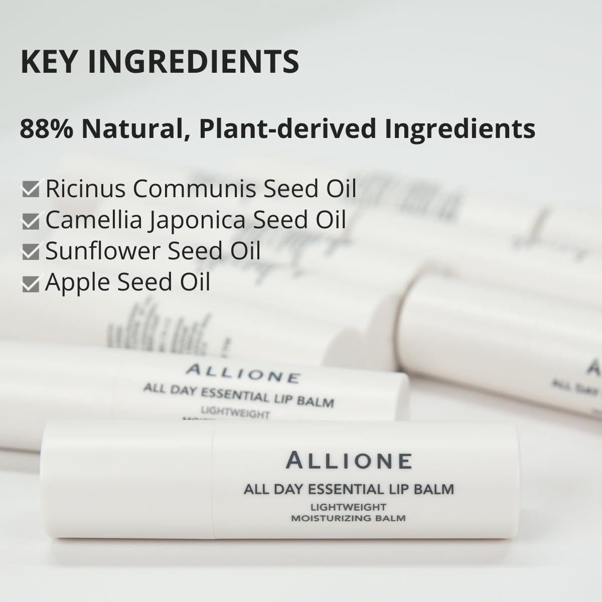 Allione All Day Essential Tinted Lip Balm 02 Casual Nude | Natural Gloss Finish, Moisturizing Lip Care, Deep Nourishing Plant-Based Chapstick, Hydrating Lip Butter for Dry Cracked Chapped Lips