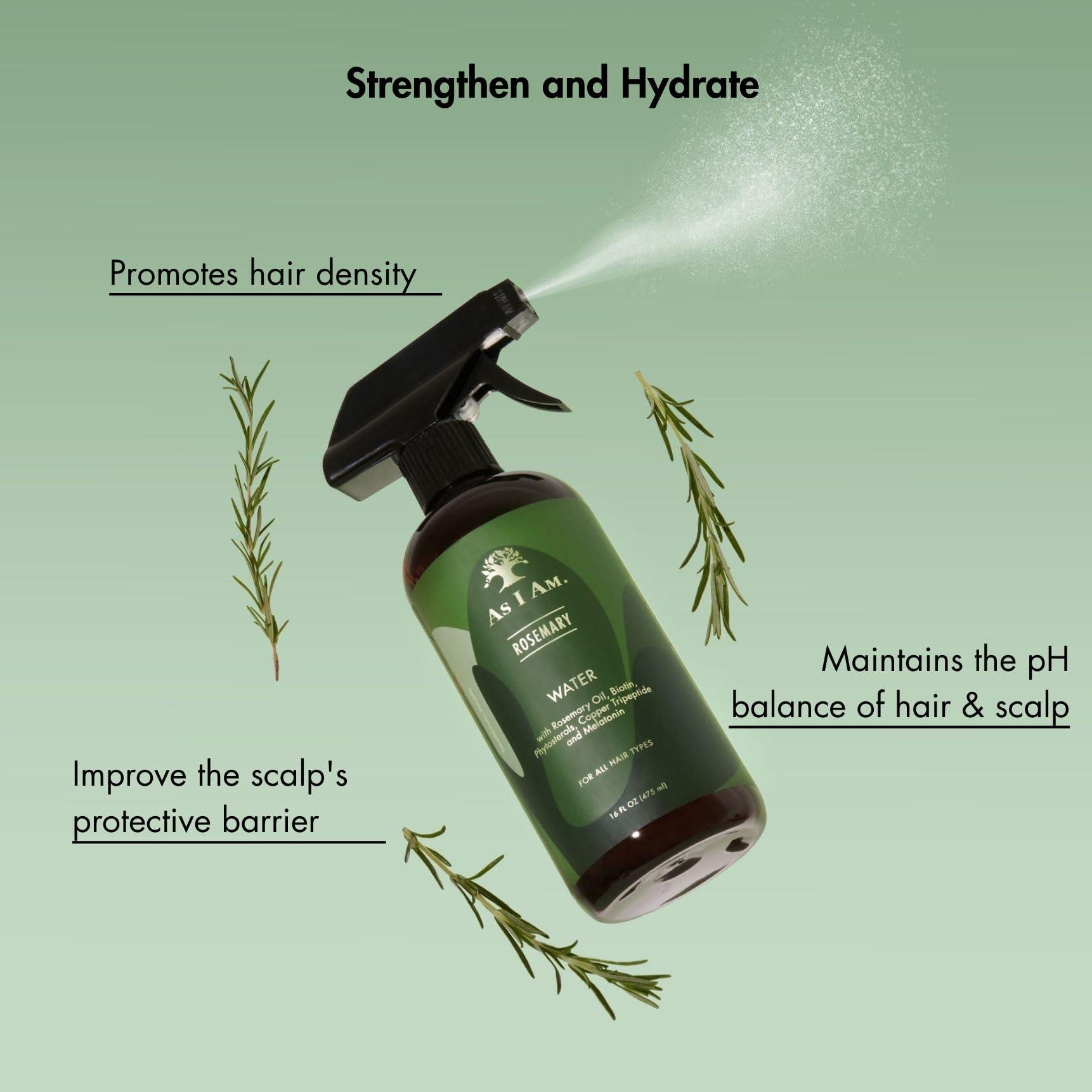 As I Am As I Am Rosemary Water - 16 oz - Scalp Treatment for Hair Density - with Melatonin, Biotin & Ceramide
