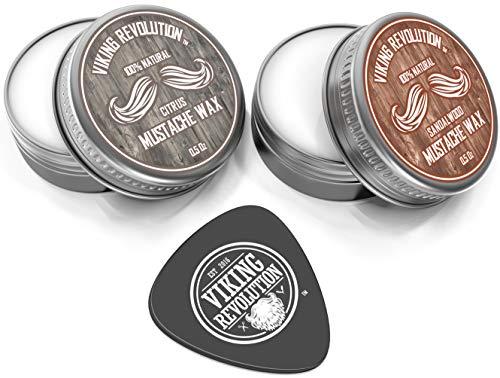 Viking Revolution Viking Revolution Mustache Wax 2 Pack - Beard & Moustache Wax for Men - Strong Hold Helps Train Tame & Style (Citrus & Sandalwood, 2 pack)