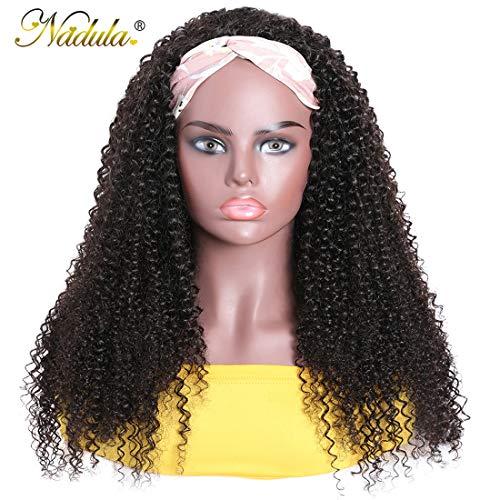 Nadula Nadula Malaysian Afro Kinky Curly Half Wigs Human Hair for Black Women, 100% Unprocessed Headband Half Wig Virgin Hair Glueless Wear and Go Wig 150% Density 20 Inch