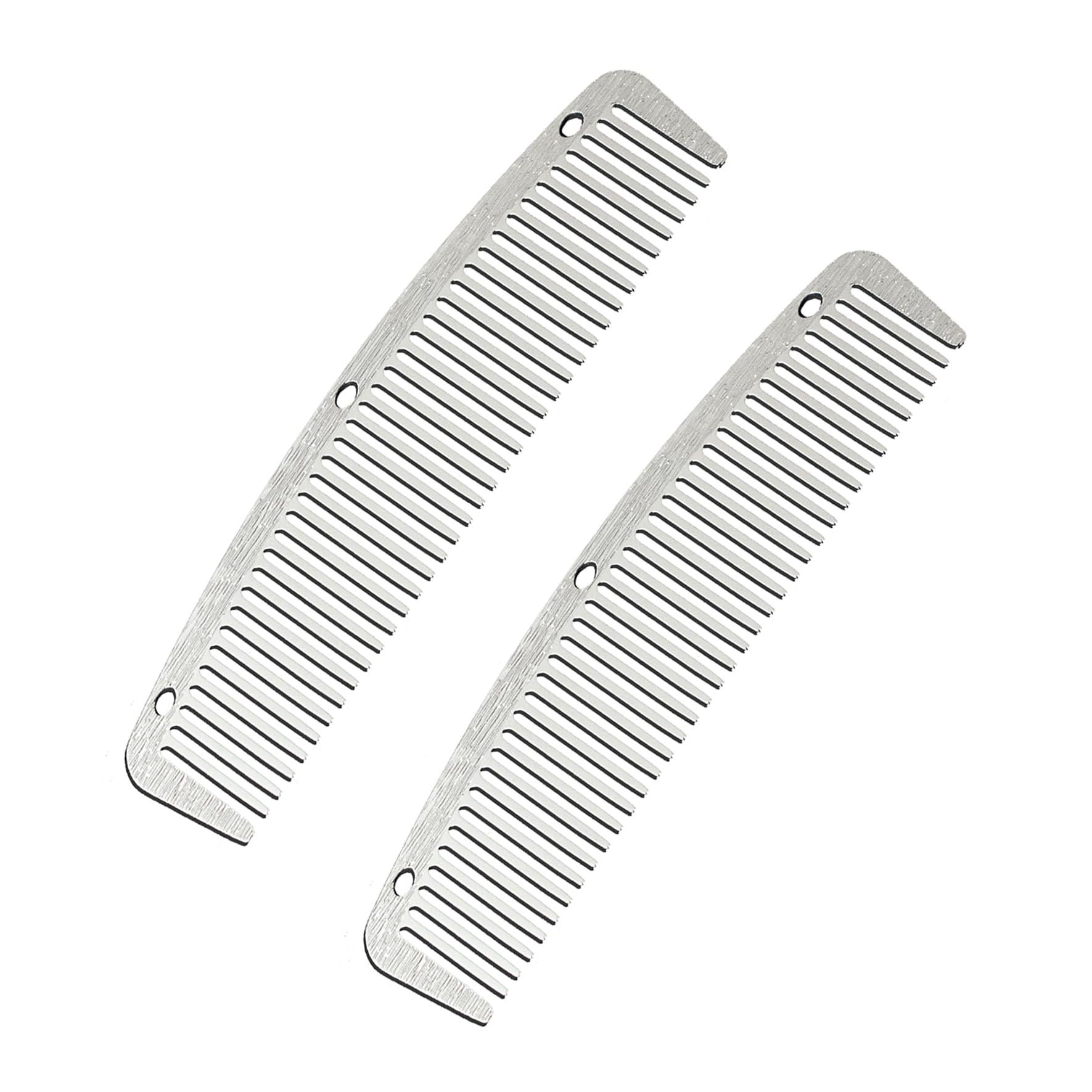 Dolmifapro Dolmifapro 2 Pcs Metal Pocket Combs, Small Comb for Men Women, Mustache Beard Comb for Men, Stainless Steel Beard Comb, Travel CombEasy Take, Wood Grain Design