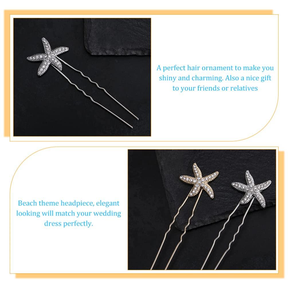 LALAFINA 4pcs Ocean Double Hairpin Wedding Hair Clips Star Clips Hair Pins for Wedding Hairstyles Hair Pin for Women Hair Accessories Wedding Headband Star Barrettes Hair Pins for Buns