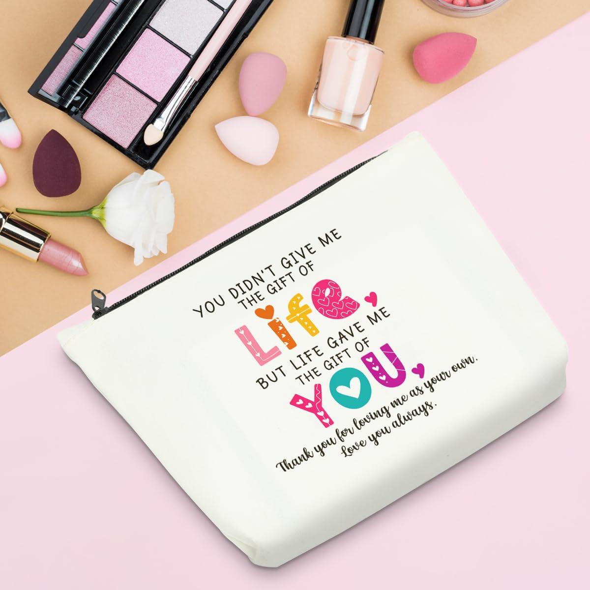 Sldpngo Mothers Day Bonus Mom Gifts for Stepmom Makeup Bag, Mother in Law Birthday Gifts Retirement Thank You Gifts for Bonus Mom Cosmetic Bag, Bonus Mom Birthday Gift Ideas Makeup Pouch