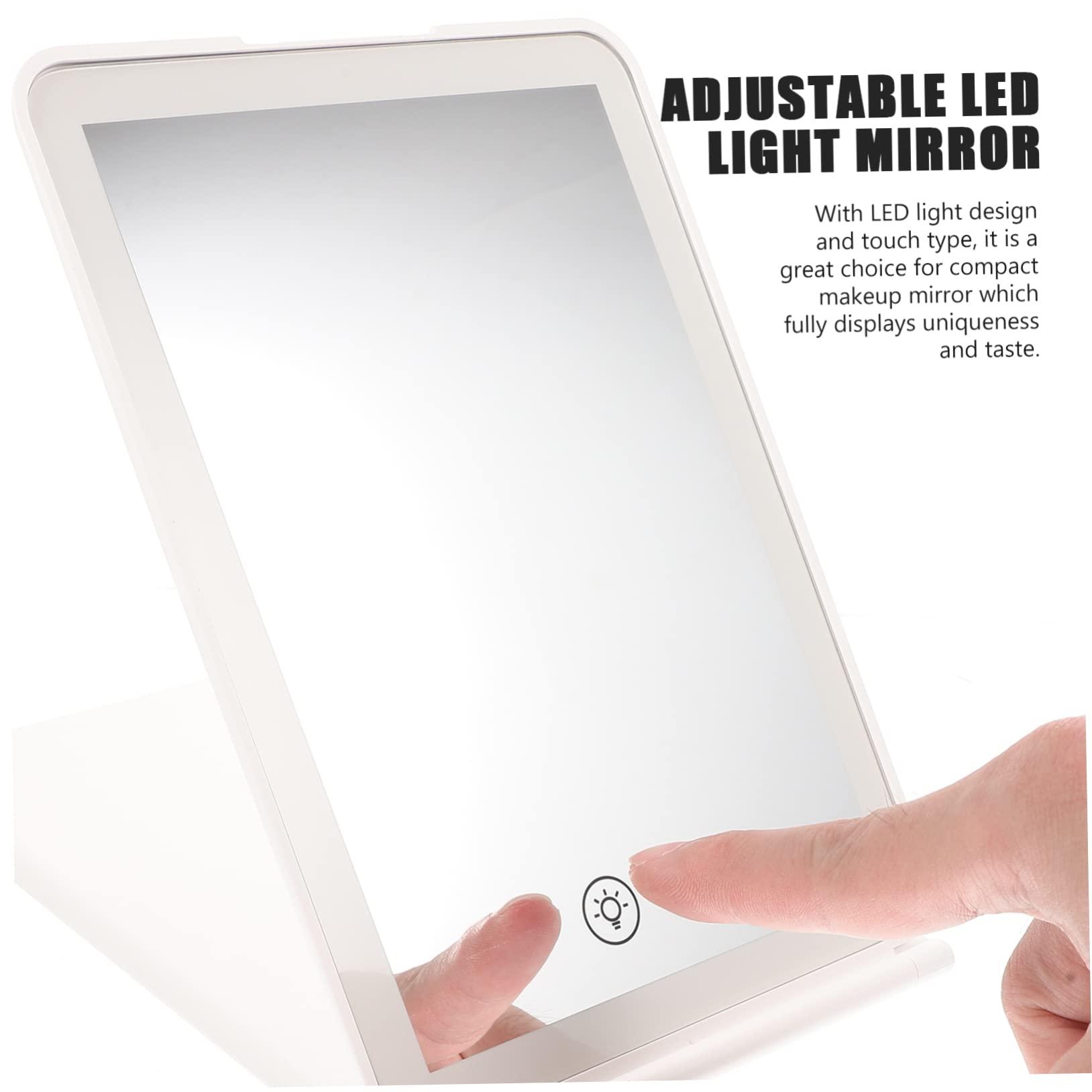 PAMINGONO PAMINGONO Simple Makeup Mirror Chic Table Mirror White LED Lights for Girls Desk Top Easy to Carry