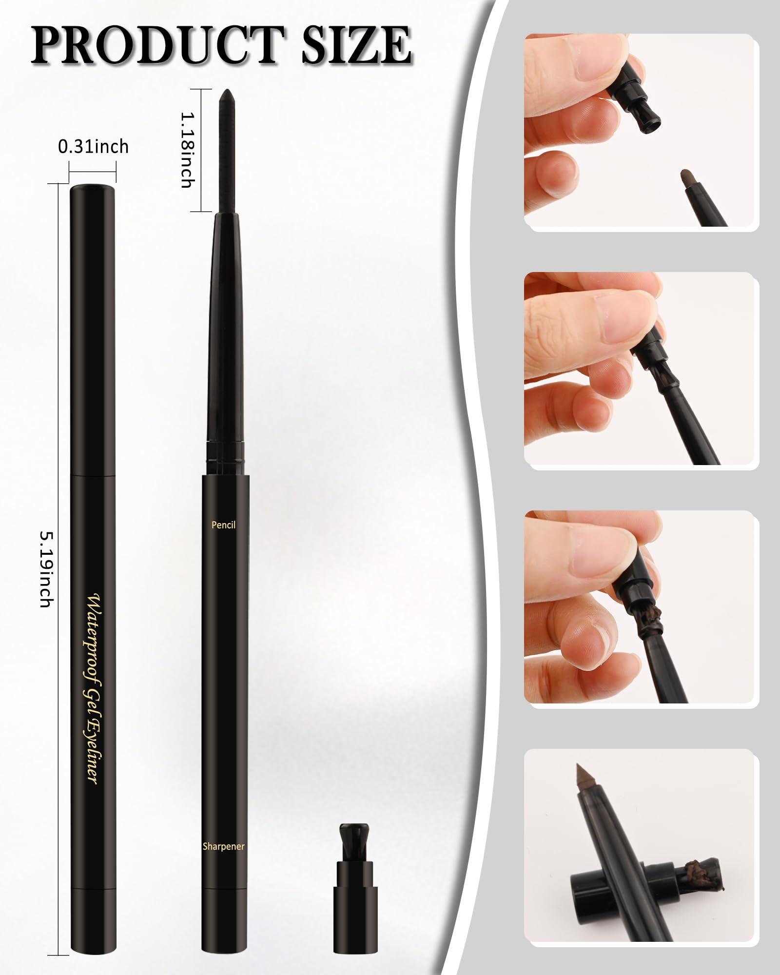 Lestpola Black+Brown+Nude Waterline Eyeliner Pencil, Cream Gel Eye Liner Pencils for Older Women, Waterproof Smudge-Proof Retractable Eyeliner Pen, Long Lasting 24H, Water Line Eyeliner for Sensitive Eyes-3Pcs