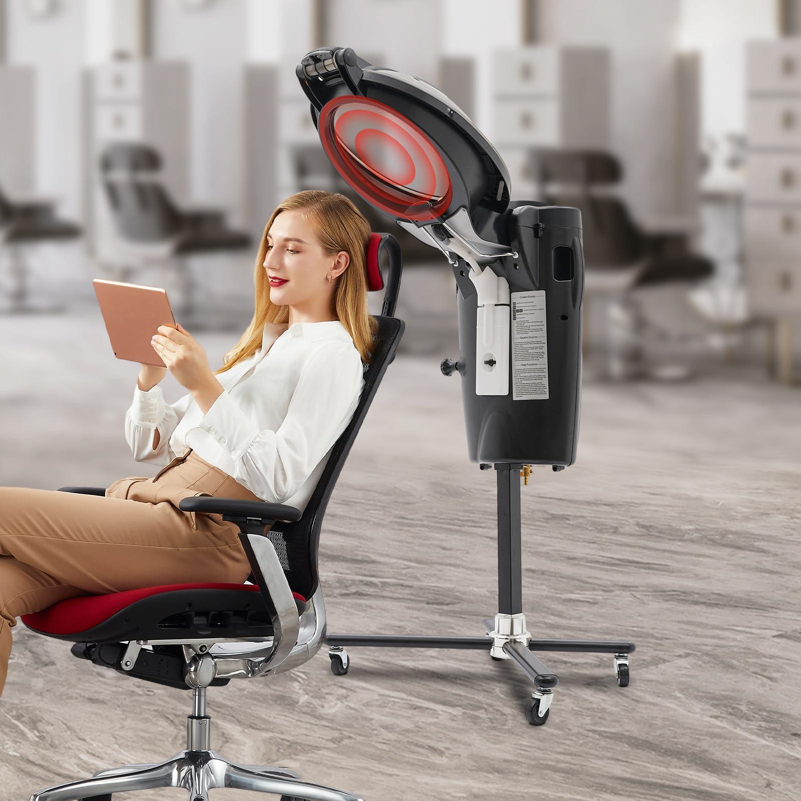 Hilberiazel Salon Hair Steamer, Height-Adjustable Standing Hair Steamer, Professional Hair Steamer, Hair Care Salon, 4 Wheels, for Salon Home Spa, Black