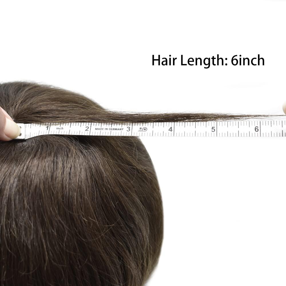 F M FACE MIRACLE NEW YORK F M FACE MIRACLE NEW YORK Mens Toupee Full Poly Skin Hair System For Men Hairpiece Inject PU Human Hair Replacement Toupee For Men Hair Wig6 X8#4 Medium Brown-120% Medium Light to Medium Density