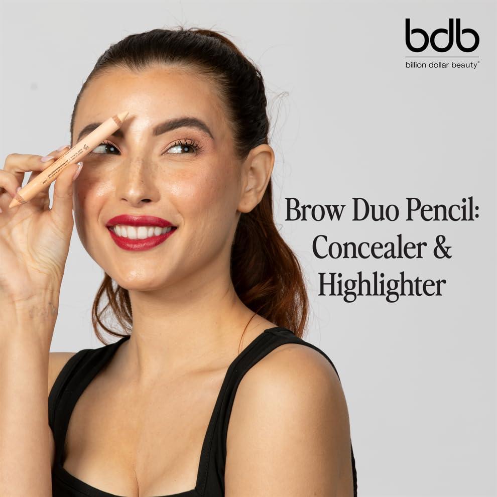 billion dollar brows Billion Dollar Brows Duo Brow Highlighter & Concealer Pencil for Lifting and Highlighting Eyebrows, Creamy Matte Brow Shaper Definer (Duo Pencil + Sharpener)