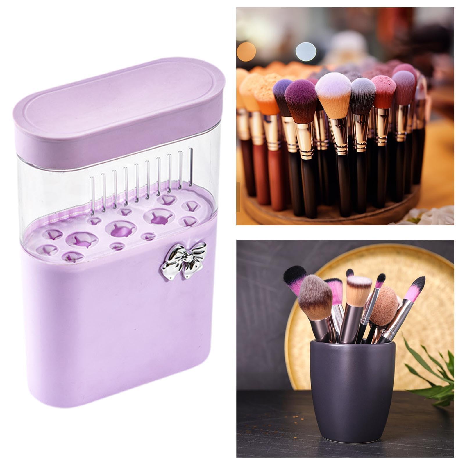 Generic Generic Makeup Brush Storage Cosmetic Brushes Storage Display Case 13 Slots Waterproof Paintbrushes Desktop Makeup Brush Organizer, violet, 21cmx14cmx6cm